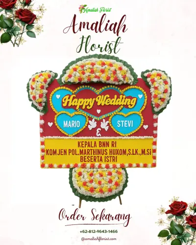 Karangan Papan Bunga Pernikahan di Bresela